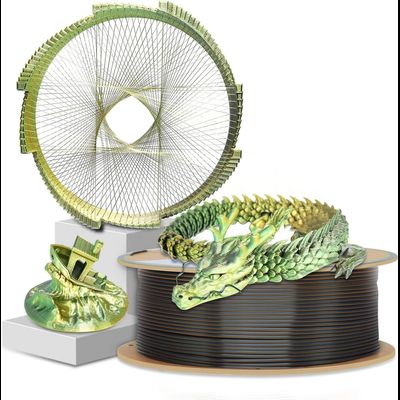 PLA SILK TRICOLOR трехцветный для 3D принтера 0,5 кг YOUSU GOLD BLACK GREEN