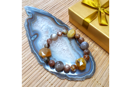 Браслет из камней: опал желтый, лунный камень...