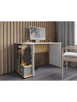 СКМ-6 компьютерный стол Белый с тиснением/Дуб Крафт Золотой