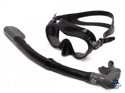 Маска для дайвинга с трубкой Sargan "АГИДЕЛЬ" черно-серый силикон, комплект