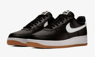 Nike Air Force 1 Low Black Gum (Экокожа) сбоку