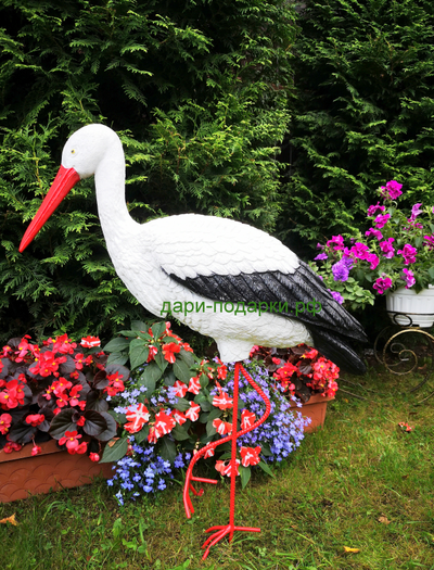 Аист  115*72 см  2,8кг  полистоун Россия 2859/012484  Аист - является символом новой жизни. Согласно русским народным поверьям, аист - птица, приносясчастьВаш е щая в дом. Также аист покровительствует рождению детей.