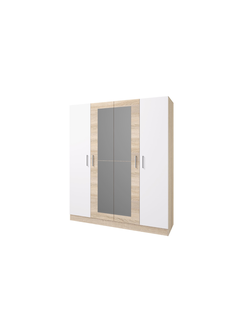 Леси шкаф 4-х створчатый с зеркалами Сонома/Белый