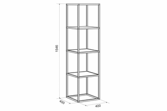 Стеллаж  Куб 4 (400х400х1550)  / Куб 2 (400х400х780) черный муар/дуб сонома