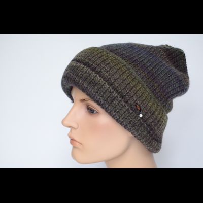 Зеленая вязаная шапка с отворотом Vizio Италия 110 CRY
