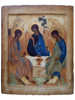 Троица Святая. Рукописная икона.