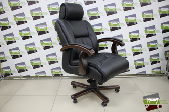 Кресло Дипломат, кожа/кож.зам  черная