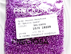 Аметистовый прозрачный бисер с серебряной линией