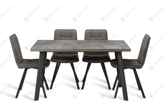 Стол BORG 140 дымчатая керамика + 4 стула Bar замша LUX хромикс / черный