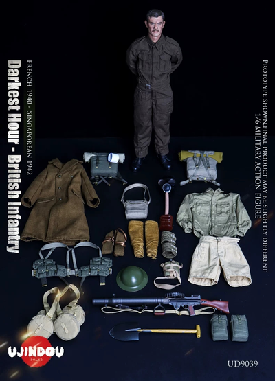 Британский солдат времен Второй Мировой (Франция 1940 - Сингапур 1942)  - Коллекционная ФИГУРКА 1/6 World War II British Infantry France 1940 -Singapore 1942 (UD9039) - UJINDOU