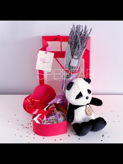 Подарочный набор №19 - Плюшевая панда, Лаванда, Киндер бокс средний