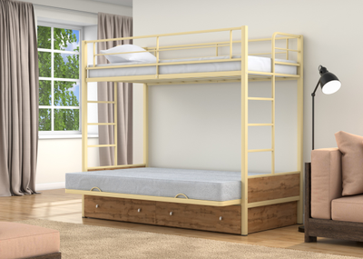 Двухъярусная кровать-диван Дакар 1 Слоновая кость (вставки дуб крафт табак) фото 5