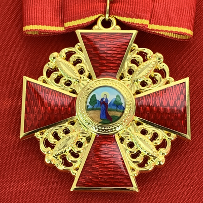 Орден Святой Анны 2-й степени, с бантом из муаровой ленты. Полноразмерная копия LUX! Лот № 94.
