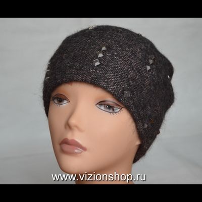 Вязаная коричневая шапка женская Vizio Италия 6112 CL