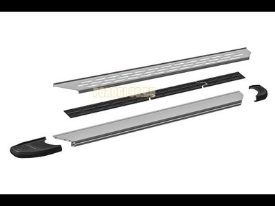 Пороги алюминиевые "Premium Silver" 2100 серебристые Slitkoff для Mercedes-Benz Vito 2003-2014