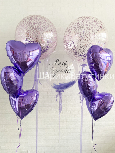 Шар гигант с конфетти и надписью 60см