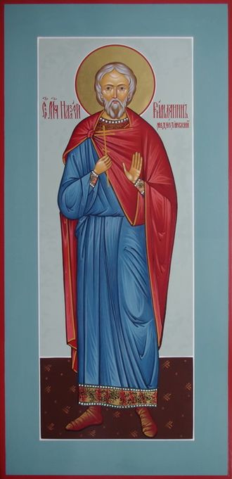 Назарий (Назар) Римлянин, Медиоланский, Святой мученик. Рукописная мерная икона.