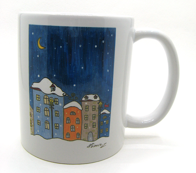 "Домики", кружка с фотопечатью авторского рисунка, 300 мл