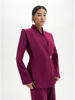 Жакет однобортный архитектурный (бордовый)