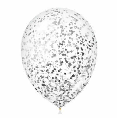 Шары с серебряным конфетти / шт