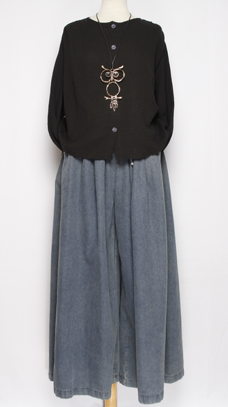 Рубашка Бохо "Муслин без ворота" чёрная р.50,52,54,56,58,60