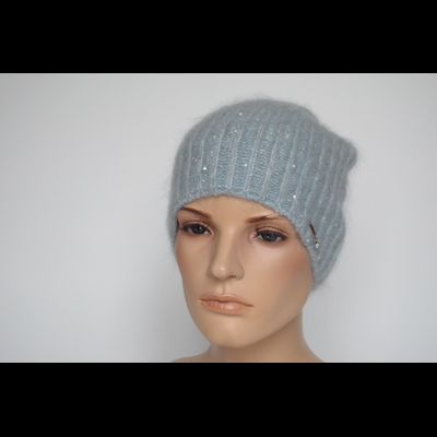 Голубая вязаная шапка зимняя Vizio Италия 8070 CLO