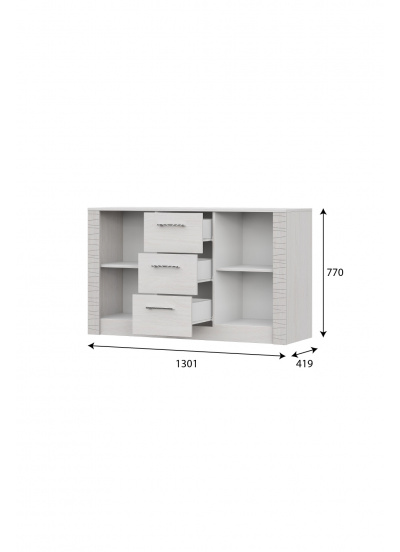 Комод (3 ящика двухстворчатый) Серия №4
