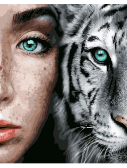 Картина по номерам 40х50 GX 31989 Девушка и белый тигр
