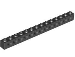 Technic, Brick 1 x 14 with Holes, Black (32018 / 4107558)