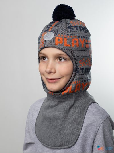 Шапка-шлем  21202-06, цвет темно-серый, оранжевый, р. 48-50