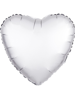 Шар Сердце, Сатин Люкс, Белый