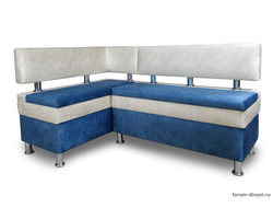 Кухонный угловой диван "Форум-4", Синий/Слоновая кость Левый