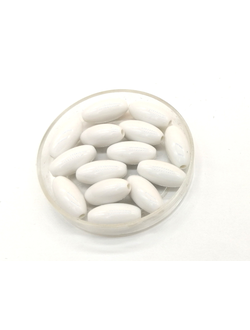 Бусины пластиковые фигурные, 16*6 мм рис белый