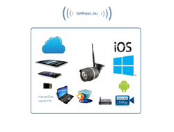 Уличная WiFi/LAN телекамера с DVR  и картой памяти 64 Гб, Full HD 2MP  (-30)