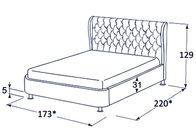 Современная дизайнерская кровать Леон, мягкое высокое изголовье, катерная стяжка, фанера, усиленная металлом, с подъемным механизмом и бельевым ящиком