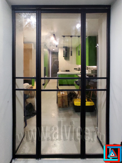 Перегородка-гармошка из 3-х створок встроенная