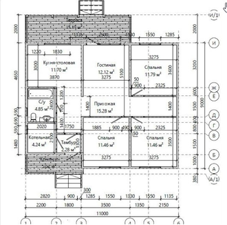 Одноэтажный каркасный дом с тремя спальнями 98м² (SK39)