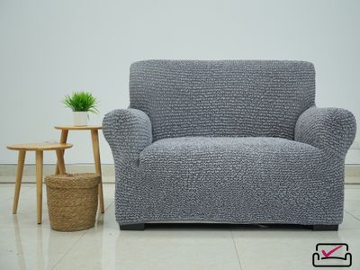 Чехол на 2хм диван Микрофибра Грэй. Защита для мягкой мебели от животных.