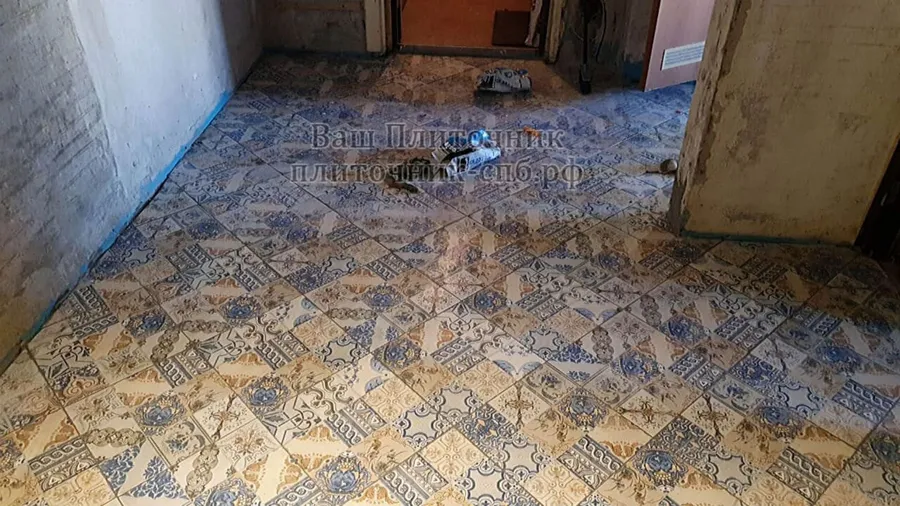 Укладка плитки на пол по диагонали
