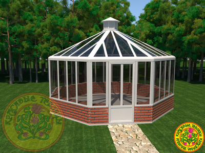 восьмигранная оранжерея – теплица БРИТАНИКА каталог красивые теплицы из алюминия и стекла