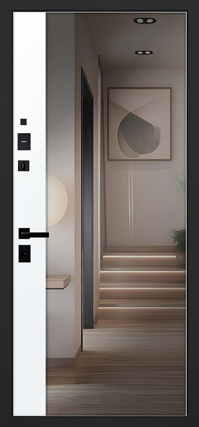 Стальная дверь   Берилл с зеркалом (адаптивная замковая часть). Заказная модель.