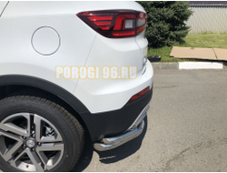 Защита заднего бампера угловая двойная d60/42 для Changan CS55 2018-