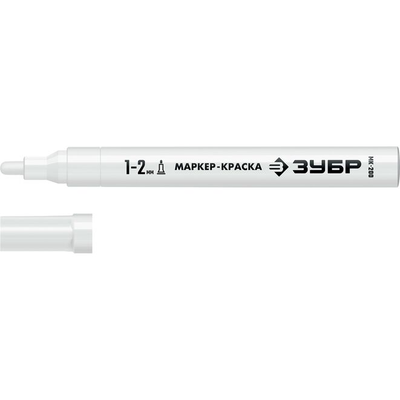 Маркер-краска ЗУБР Профессионал МК-200 круглый наконечник, 1-2 мм, белый 06326-8