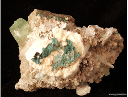 Апофиллит, кристаллы со следами растворения и стильбит на породе 75*60*40мм.