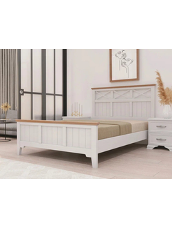 Кровать Грация-5 1600 Белый античный с карнизом Сосна (Браво)