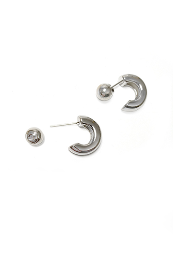 (АРТИКУЛ: 8965/32) СЕРЬГИ ЖЕНСКИЕ,  ПОЛУКОЛЬЦА, СЕРЕБРИСТЫЙ МЕТАЛЛ