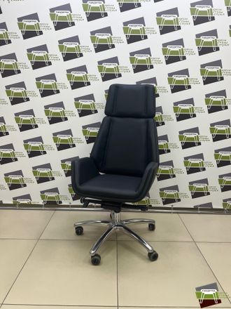 Кресло "Сиена Хром / SIENA CHROME" A высокая спинка экокожа "Наппа/Nappa" 999/база Галактика