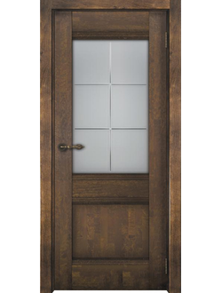 Дверь из массива ольхи остекленная "Робер античный орех"