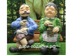 Дачник с Дачницей на скамейке  65*75см  7 кг  полистоун Россия 7644-012116