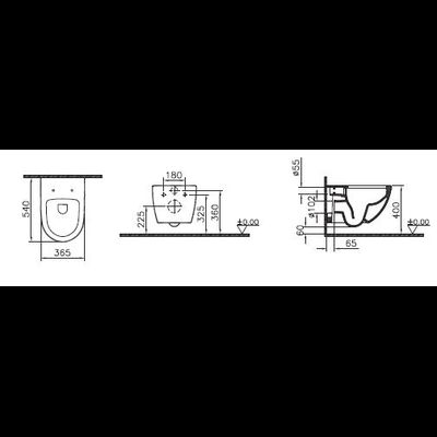 Безободковый подвесной унитаз Sento, матовый, черный, 7748B083-0101